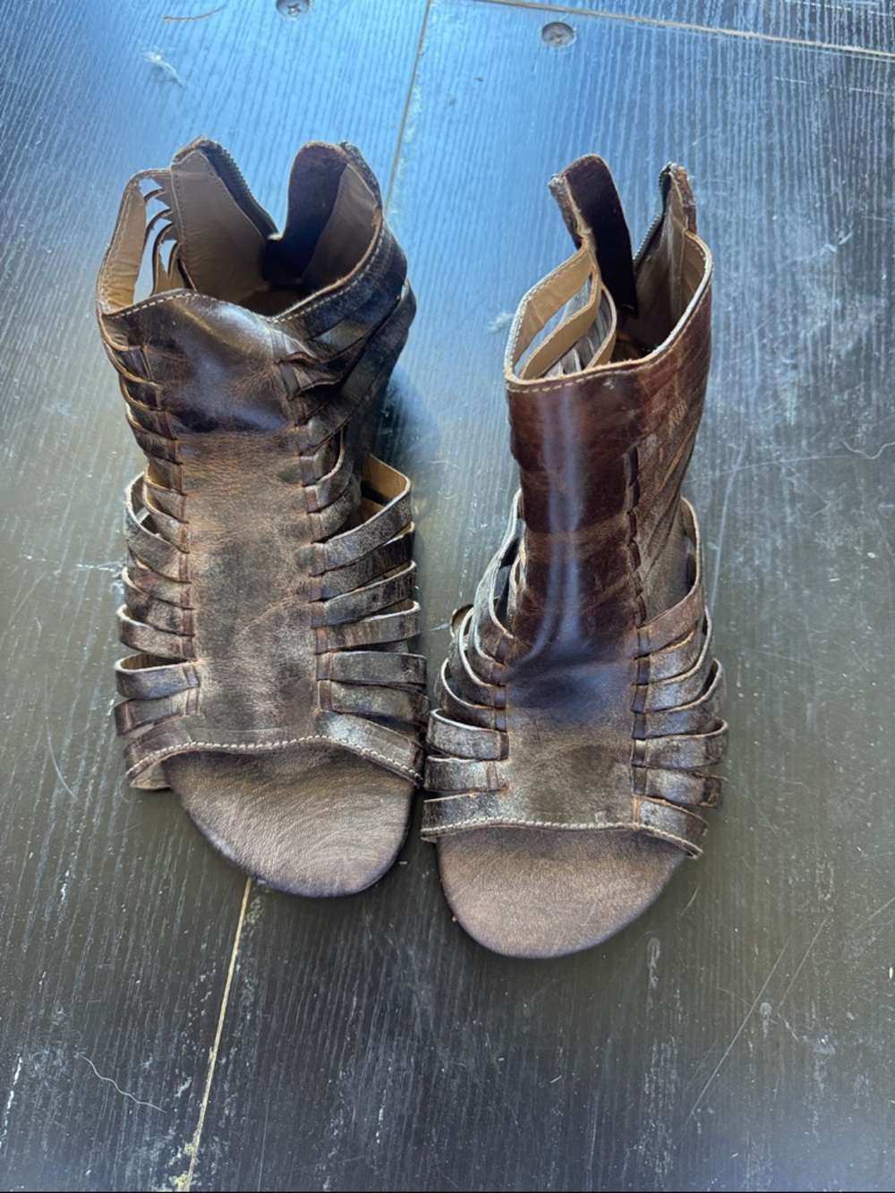 Women’s Brown Strappy Open-Toe Sandal Boots